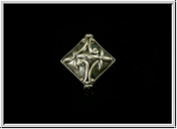Silberperle "Kissen mit Blumen", 12x12mm, antiksilberfb., 925er Silber, 1 Stk.