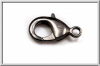 Karabiner "glatt", 19x12mm, hematitefb., Messing, 1 Stk.