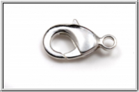 Karabiner "glatt", 19x12mm, silberfb., Messing, 1 Stk.
