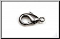 Karabiner "glatt", 15x8mm, hematitefb., Messing, 1 Stk.