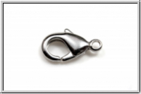 Karabiner "glatt", 15x8mm, antiksilberfb., Messing, 1 Stk.