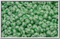 PR-11-03850, PRECIOSA Rocailles, 11/0, white, op., 4 green stripes, 20g