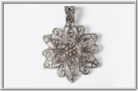 Anh�nger "Blume" (Statement), 64x46,5x1,5mm, antiksilberfb., Metall, 1 Stk.