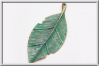 Anh�nger "Hainbuche" (Statement), 80x36x2mm, antikmessing, patina, Metall, 1 Stk.