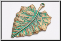 Anh�nger "Birke" (Statement), 70x47x2mm, antikmessing, patina, Metall, 1 Stk.