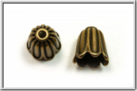 Perlenkappe (-cone) "Gl�ckchen", 12x10mm, antikmessingfb., Tibetsilber, 2 Stk.