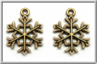 Anh�nger "Schneeflocke", 21x16x2mm, antikmessingfb., Metall, 1 Stk.