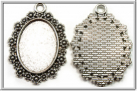 Anh�nger "Cabochonfassung", 40x30x2mm, antiksilberfb., Tibetsilber, 1 Stk.