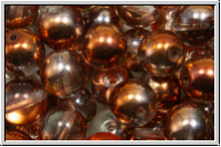 b�hm. Glasperle, rund, 8mm, ctrystal, trans., half sunset, 10 Stk.