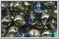 b�hm. Glasperle, rund, 8mm, ctrystal, trans., graphite AB, 10 Stk.