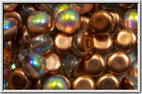 2-Loch-Cabochon, 6mm, crystal, trans., copper AB, 20 Stk.