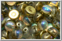 2-Loch-Cabochon, 6mm, crystal, trans., golden AB, 20 Stk.