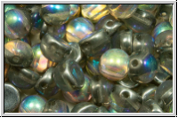 2-Loch-Cabochon, 6mm, crystal, trans., silver AB, 20 Stk.