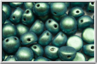 2-Loch-Cabochon, 6mm, black, op., green antique met., 20 Stk.