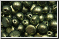 2-Loch-Cabochon, 6mm, black, op., gold antique met., 20 Stk.