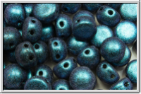 2-Loch-Cabochon, 6mm, black, op., indigo antique met., 20 Stk.