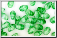 B�hm. Glasperle, Olive, rundkantig, 10x7mm, crystal, trans., green banded, 10 Stk.