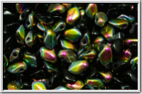 Gekko�-Beads, 3x5mm, black, op., half vitrail, 50 Stk.
