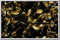 Gekko�-Beads, 3x5mm, black, op., half brass, 50 Stk.