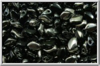 Gekko�-Beads, 3x5mm, black, op., half chrome, 50 Stk.