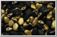 Gekko�-Beads, 3x5mm, black, op., half brass, matte, 50 Stk.