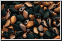 Gekko�-Beads, 3x5mm, black, op., half capri gold, matte, 50 Stk.