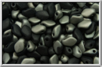 Gekko�-Beads, 3x5mm, black, op., half chrome, matte, 50 Stk.
