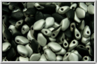 Gekko�-Beads, 3x5mm, black, op., half silver, 50 Stk.