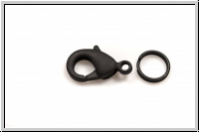 Karabiner "glatt", 12x6mm, black, matt, Messing, 1 Stk.
