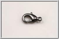 Karabiner "glatt", 12x6mm, hematitefb., Messing, 1 Stk.