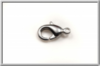 Karabiner "glatt", 12x6mm, antiksilberfb., Messing, 1 Stk.