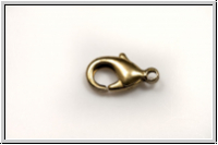 Karabiner "glatt", 12x6mm, antikgoldfb., Messing, 1 Stk.