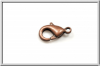 Karabiner "glatt", 12x6mm, antikkupferfb., lasiert, Messing, 1 Stk.
