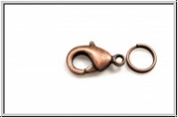 Karabiner "glatt", 12x6mm, antikkuperfb., Messing, 1 Stk.