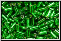 TBU-1-0027b, TOHO Bugle 1", 3mm, green, grass, trans., silver-ld., 10g