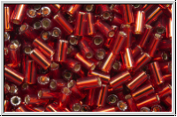 TBU-1-0025c, TOHO Bugle 1", 3mm, ruby, trans., silver-ld., 10g