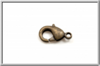 Karabiner "glatt", 12x6mm, antikmessingfb., matt, Messing, 1 Stk.