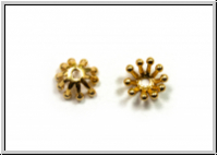 Perlenkappe "Strahlenkranz", 4x7,5mm, 18kt goldplated, Messing, 2 Stk.