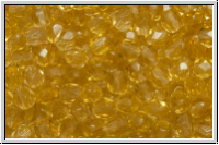 B�hm. Glasschliffperle, feuerpol., 4mm, light topaz, trans., 50 Stk.