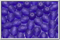 B�hm. Glasschliffperle, feuerpol., 6mm, cobalt, trans., matte, 25 Stk.