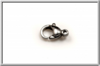 Karabiner "glatt", 10x7mm, antiksilberfb., Messing, 1 Stk.