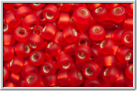 RR-08-0010f, MIYUKI Rocailles, 08/0, red, christmas, trans., silver-ld., matte, 10g