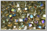 B�hm. Glasschliffperle, feuerpol., 6mm, black diamond, trans., AB, 25 Stk.