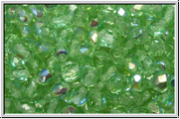 B�hm. Glasschliffperle, feuerpol., 4mm, chrysolite, trans., AB, 50 Stk.