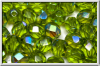 B�hm. Glasschliffperle, feuerpol., 6mm, olivine, lt., trans., AB, 25 Stk.