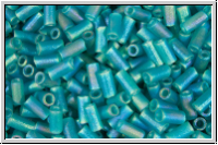 MBU-1-2405fr, MIYUKI Bugles, Nr. 1 (3mm), teal, trans., matte, AB, 10 g
