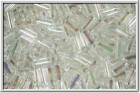 MBU-1-0250, MIYUKI Bugles, Nr. 1 (3mm), crystal, trans., AB, 10 g