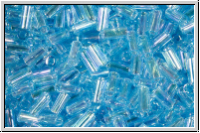 MBU-1-0260, MIYUKI Bugles, Nr. 1 (3mm), aqua, trans., AB, 10 g