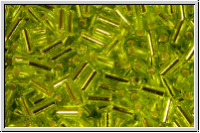 MBU-1-0014, MIYUKI Bugles, Nr. 1 (3mm), green, lime, trans., silver-ld., 10 g
