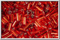 MBU-1-0010, MIYUKI Bugles, Nr. 1 (3mm), red, trans., silver-ld., 10 g